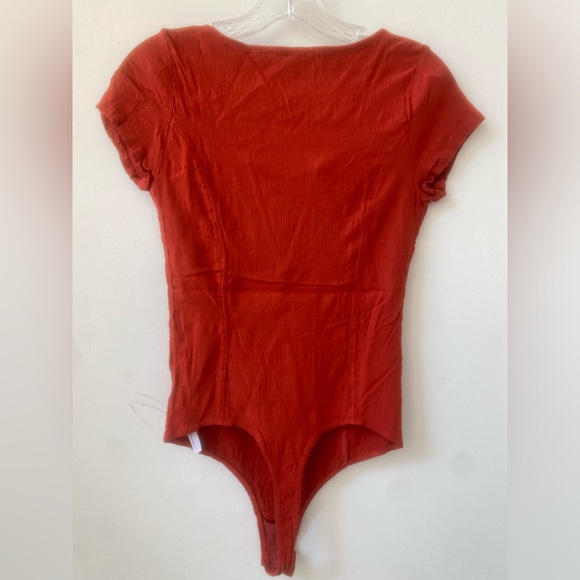intimately free people red corset style short sleeve thing body suit sz. s - Picture 4 of 10